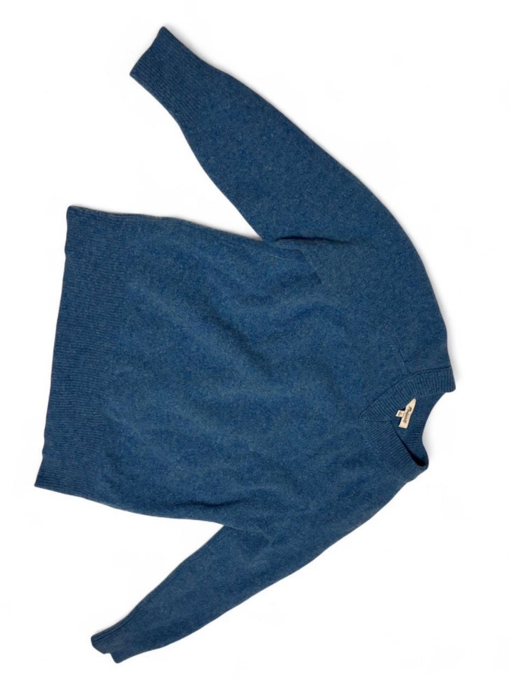 Classic Crewneck Sweater in Blue 100% Merino Wool - size S